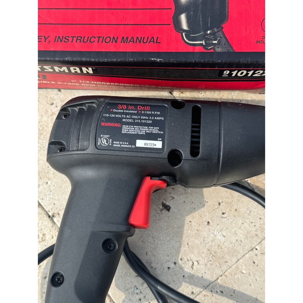 Craftsman 3/8 in Corded Drill Variable Speed Reversible 1/3 HP USA - Picture 5 of 12